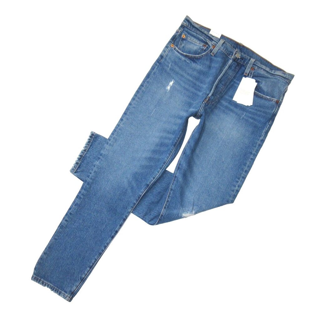 NWT Levi's 501 Skinny in Post Modern Blue Heavyweight Stretch Denim Crop Jean 30